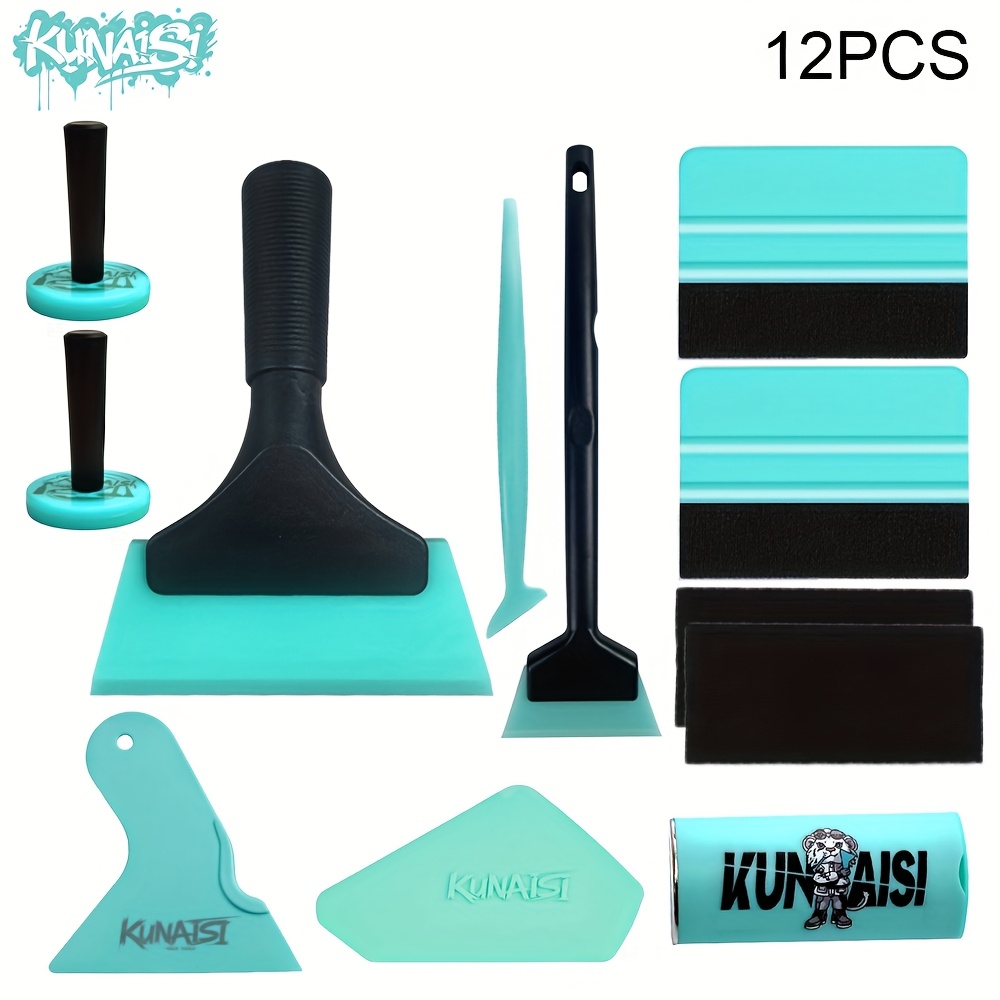 E-shop 12-teiliges Zubehörset für die Montage von Autofolien, inklusive Magnetischer Folienpositionierer, PPF-Wasserschaber, Fensterschaber,