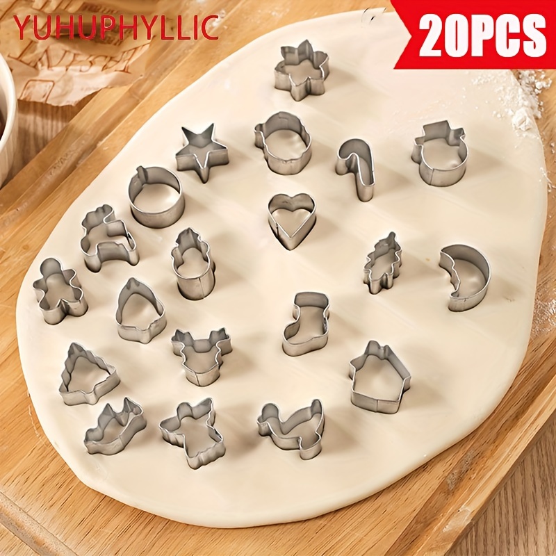 

20pcs Yuhuphyllic Biscuit Molds - Stainless Steel, Mini Christmas & Holiday Shapes For Cookies And Vegetables, Baking Tools, Dishwasher Safe, Food Supply Equipment, For Home Kitchen Use / All