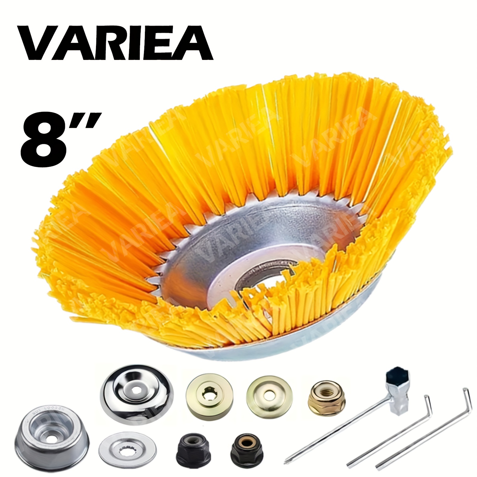E-shop VARIEA-8-Zoll Nylon Rotationsbürstenaufsatz für Rasenmäher, langlebiger Gartenrasentrimmer, Entferner von rostigen Oberflächen, Industrielle