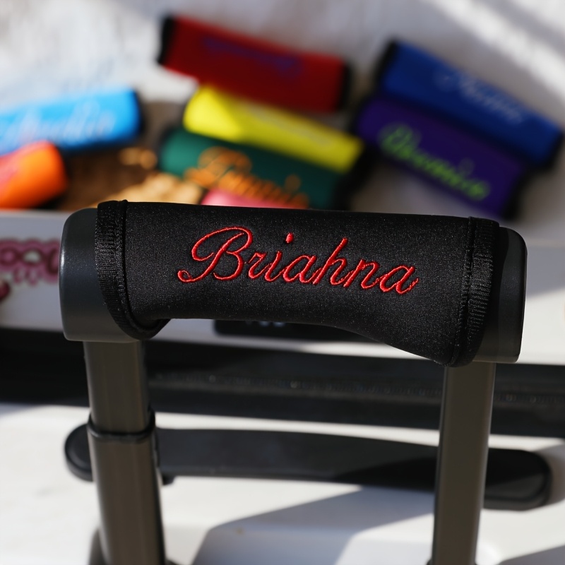 TEMU Custom Embroidered Luggage Handle Cover - , Reusable, Ideal For Suitcases, Travel Bags, Backpacks, And Travel Gear. Personalized Text, Durable