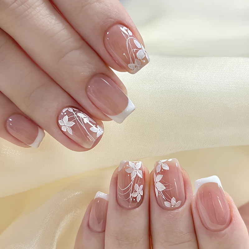 24pcs simple short pure desire cute   on nail stickers for s   a nail file and jelly   Product details 0