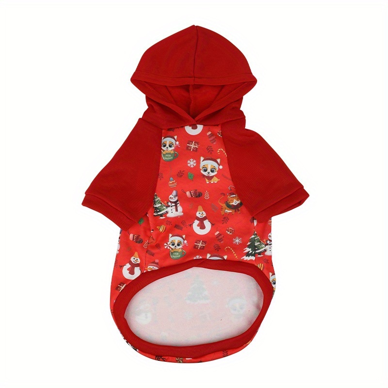 TEMU New Print Christmas Hooded Sweatshirt, Autumn Winter Warm Clothing, Unisex For Small Dogs And Cats, Pet Christmas New Year Gift/ (size Runs