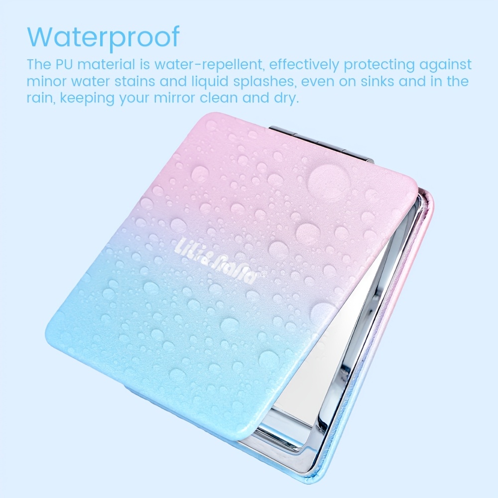 Mini Square Waterproof Double-Sided Mirror with 2X Magnification
