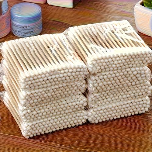 500pcs double ended swabs for gentle ear cleaning and makeup application