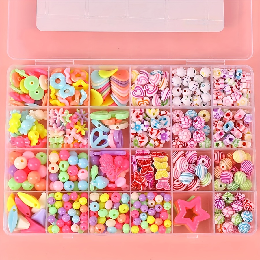 Beads Making Kit 24 Grids Boxed Multicolor Acrylic Beads - Temu Canada