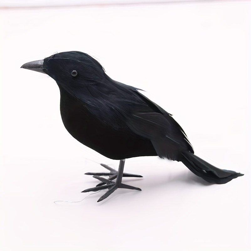 

1pc Lifelike Black Feathered Crow Decoration - Perfect For Halloween & Day Of The Dead, Indoor/outdoor Use