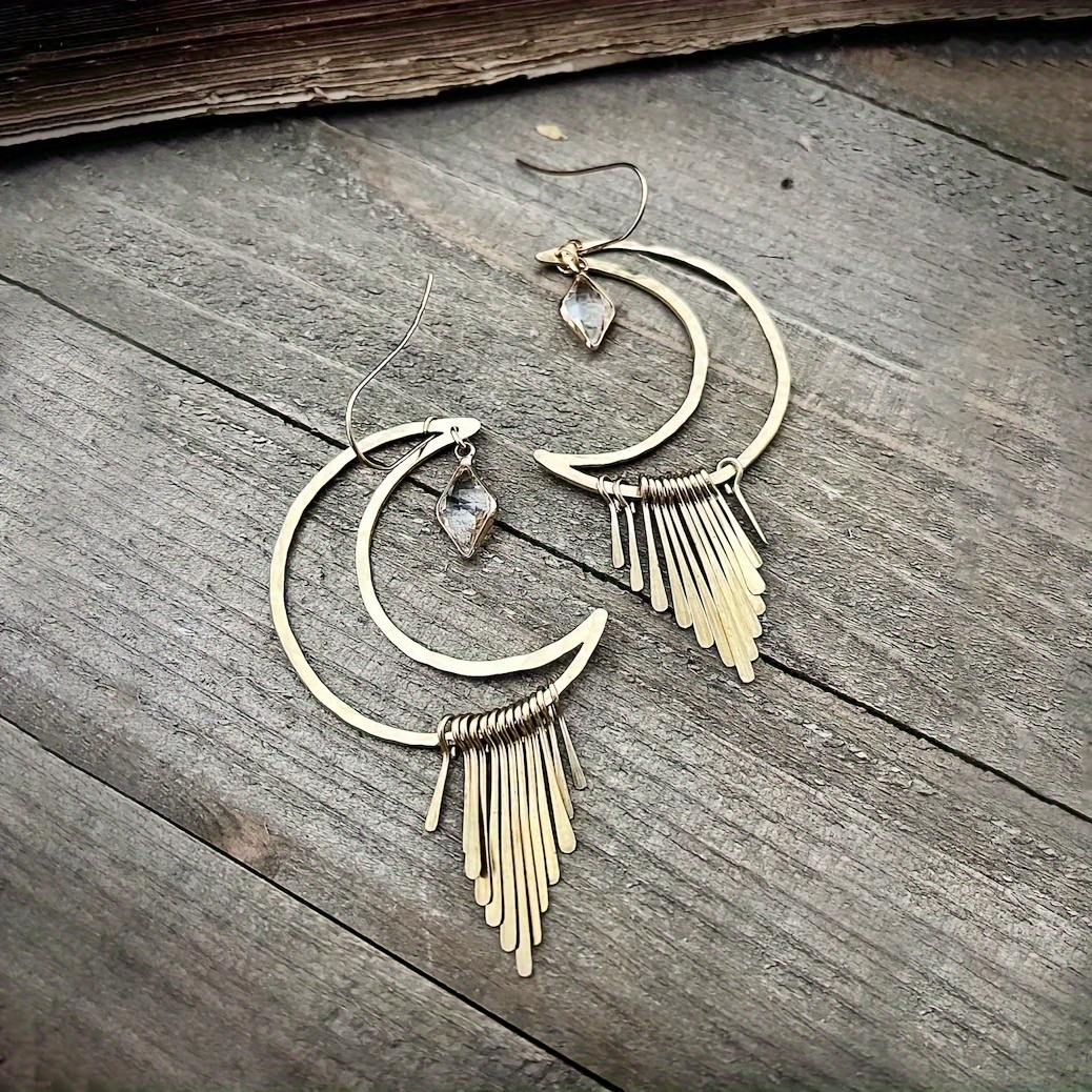 

Bohemian Earrings For Women, Vintage Style, Alloy With Iron Hooks, Synthetic Gemstone, Tassel Pendant, Jewelry Gift, Fashion Accessory