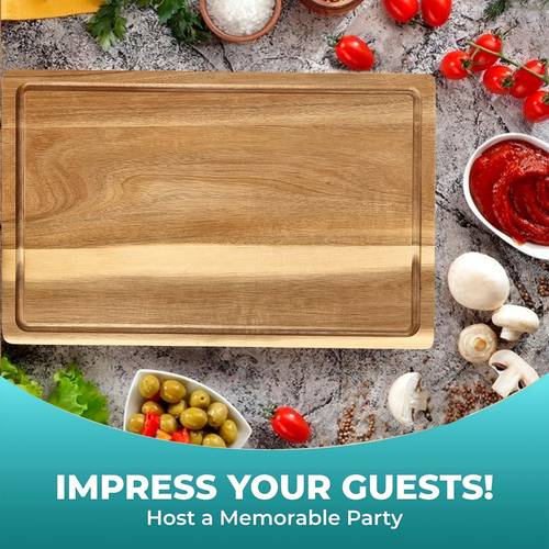 6pcs wood cutting board for kitchen reversible cutting boards with juice wooden chopping board for meat fruit vegetables cheese