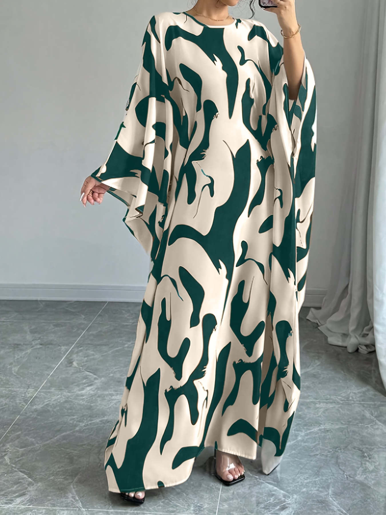 knee length dresses for ladies Ladies Vintage Long Floral Print Summer Dress Women Loose Casual Button Bohemian Beach Dress Women Sundress Robe Dresses Female Green / S main image 0