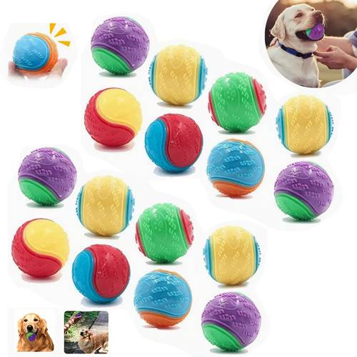 16pcs squeaky dog balls indestructible dog ball durable squeaky set for dogs training teeth cleaning puppy chew interactive toys