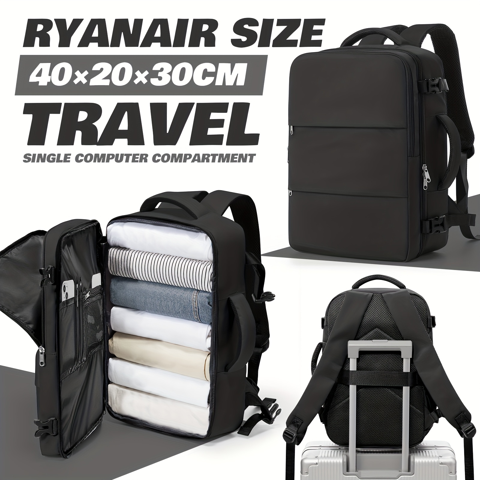TEMU Ryanair Backpack 40x30x20cm, Ryanair Cabin Backpack, Boarding Backpack/air Backpack/travel Backpack For Short Trips, Easy To Put Backpack ,