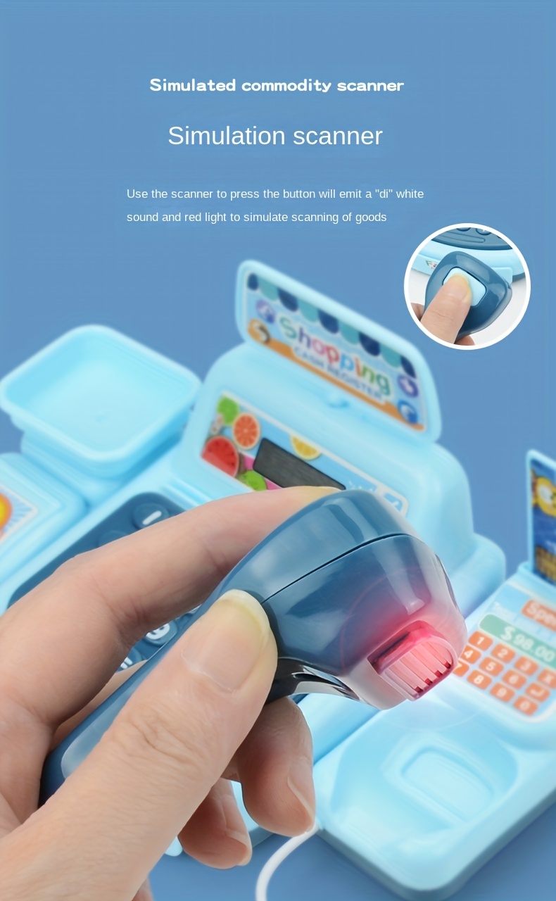 kids supermarket cash register toy realistic blue white Temu Georgia