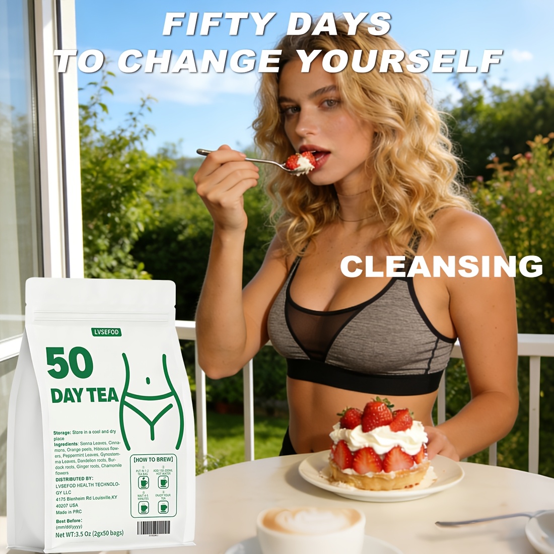 50 bags of cleansing tea     tea 3 5 oz 2g x 50 bags     ingredients invigorates   promotes   no       gift halloween special Product details 0