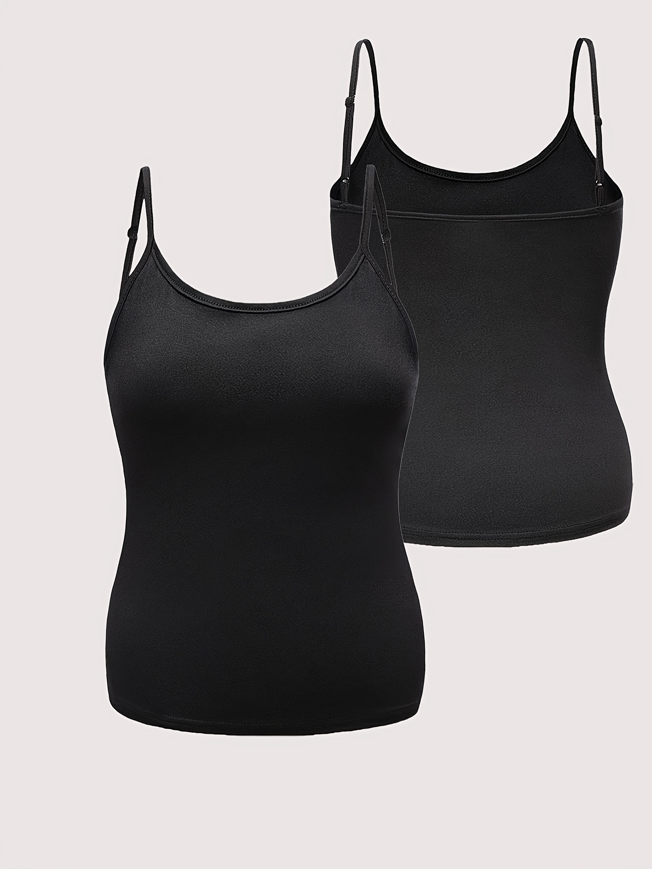 plus size plus size womens fashion solid color adjustable shoulder strap   camisole vest basic inner and outer wear plus size top