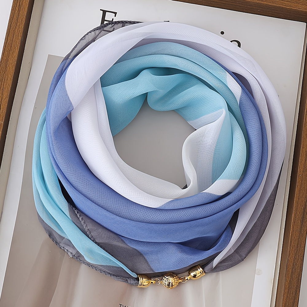 TEMU Elegante bufanda y transparente, cierre magnético de moda para el cuello, 100% fibra de poliéster, lavar a o limpieza profesional, casual de ,