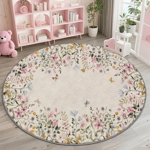 Temu Pink Rug With Flower round rug sold on Temu United States