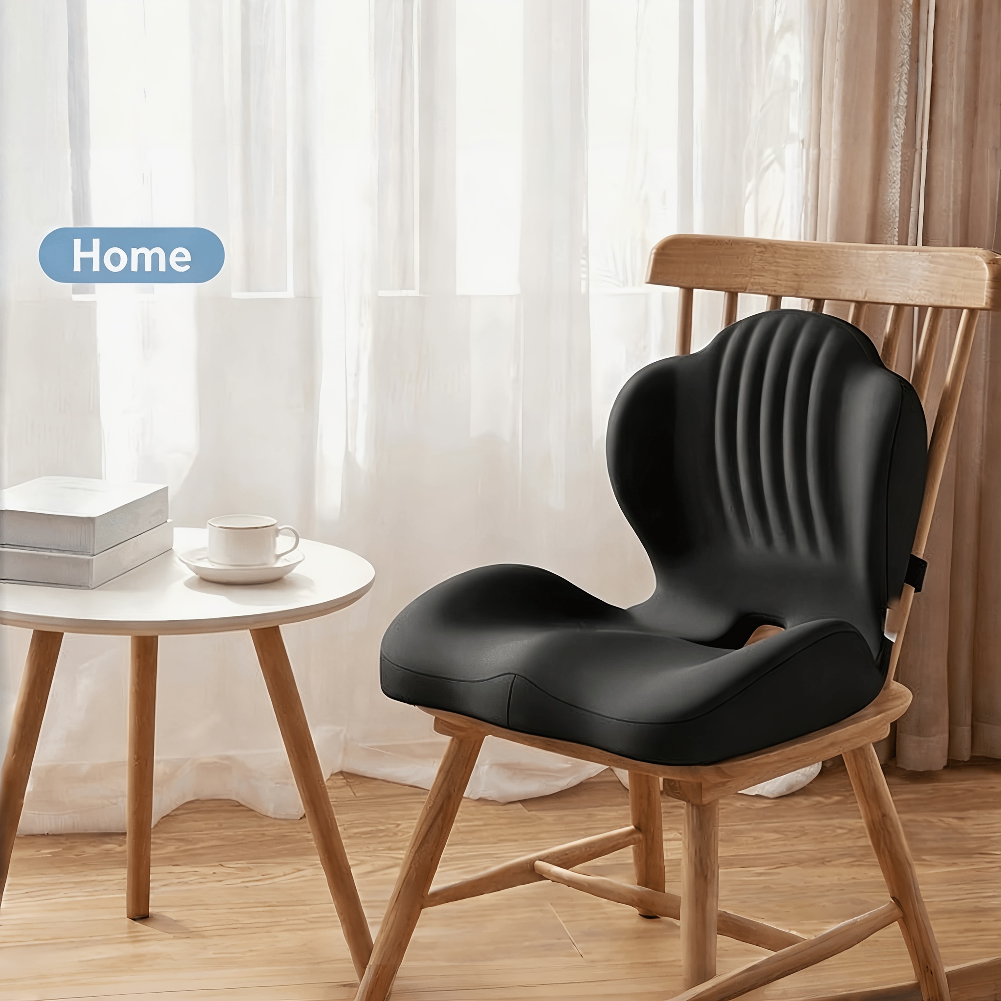 TEMU Ergonomic Memory Foam Seat Cushion With Lumbar Support, L-shaped Hollow Breathable Design, Pressure Reducing Seat Cushion For Office Chair, Car