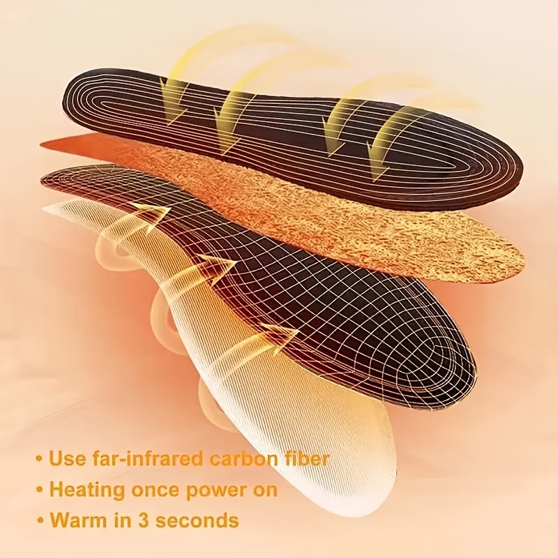 Full Footbed Electric Heating Insoles with USB Charging, Adaptive Fit, Soft Comfort Fabric, Overheat Protection, Ideal for Skiing, Camping, Hunting. Includes Data Cable and White Brush for Dust Removal