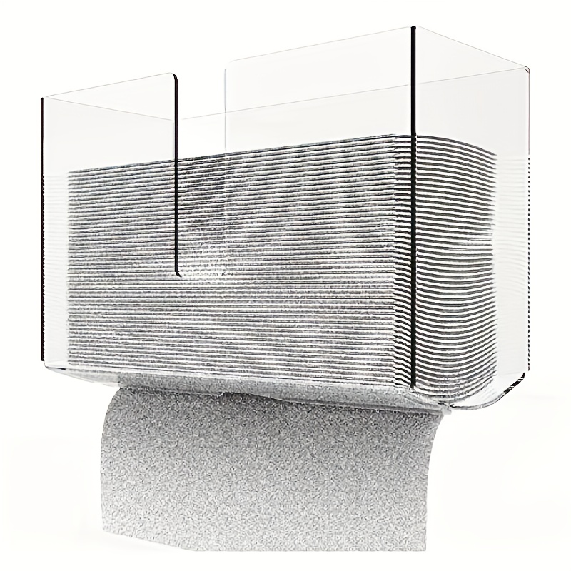 TEMU 1pc Wall-mounted Tissue Box No-drill Toilet Large Size Tissue Creative Cabinet Transparent Hand Towel Box (tissues Not Included)