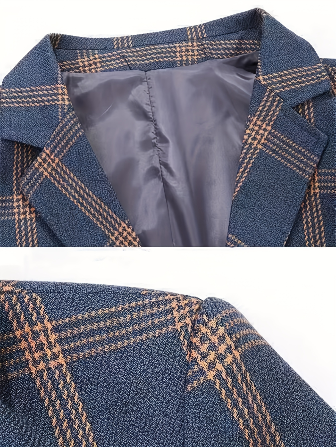 Men's Lightweight Fabric Business Casual Blazer - Geometric Pattern Spring/Fall Jacket with Notch Lapel & Double-Breasted Front, Machine Washable Regular Fit for Office & Social Events