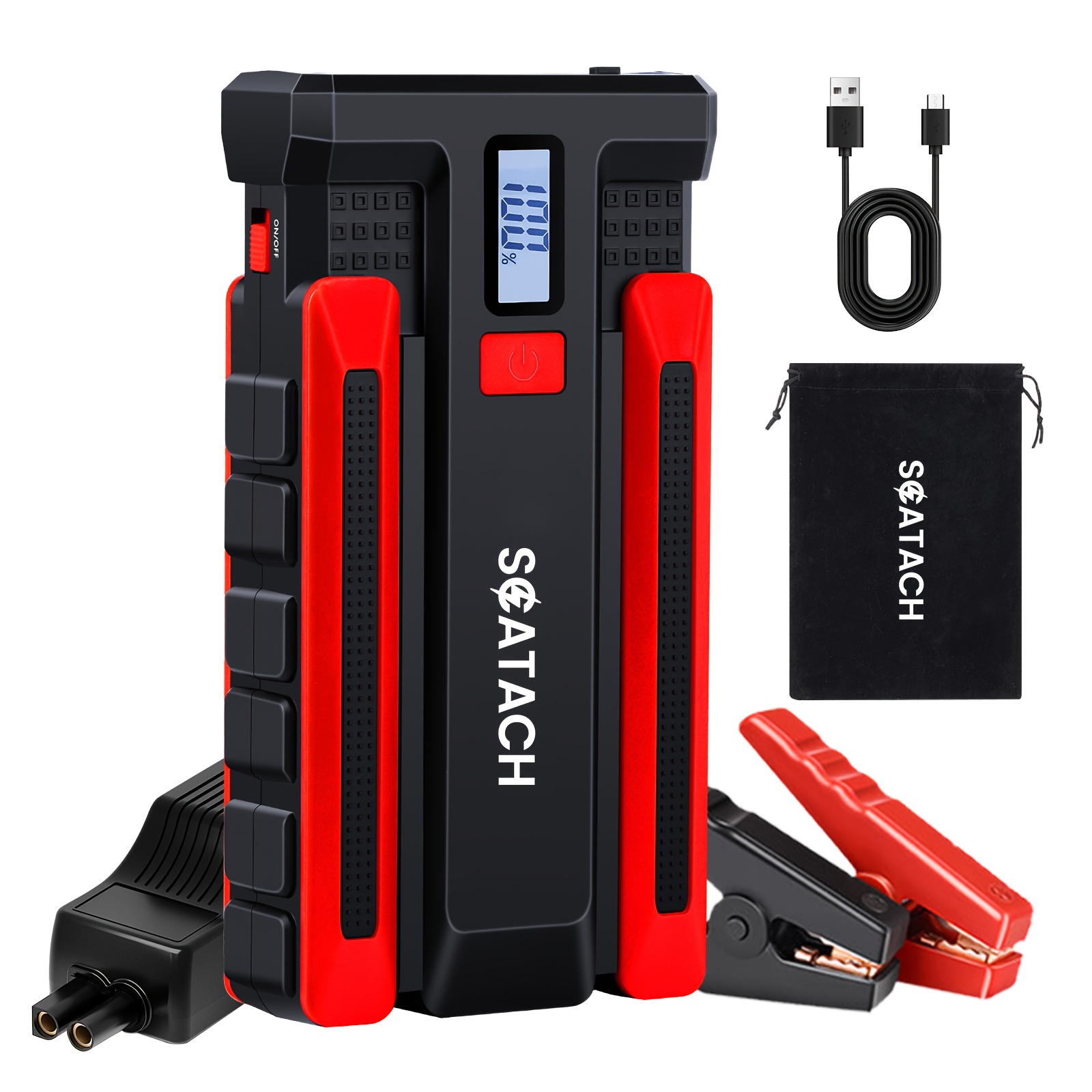 TEMU 002 - 5000a Car Battery Starter, 12v Jump Pack (up To 14.0-liter Gasoline Engine And 12.0-liter Engine), Portable Jump Box With Led Display, 3 Of Flashlight Starter