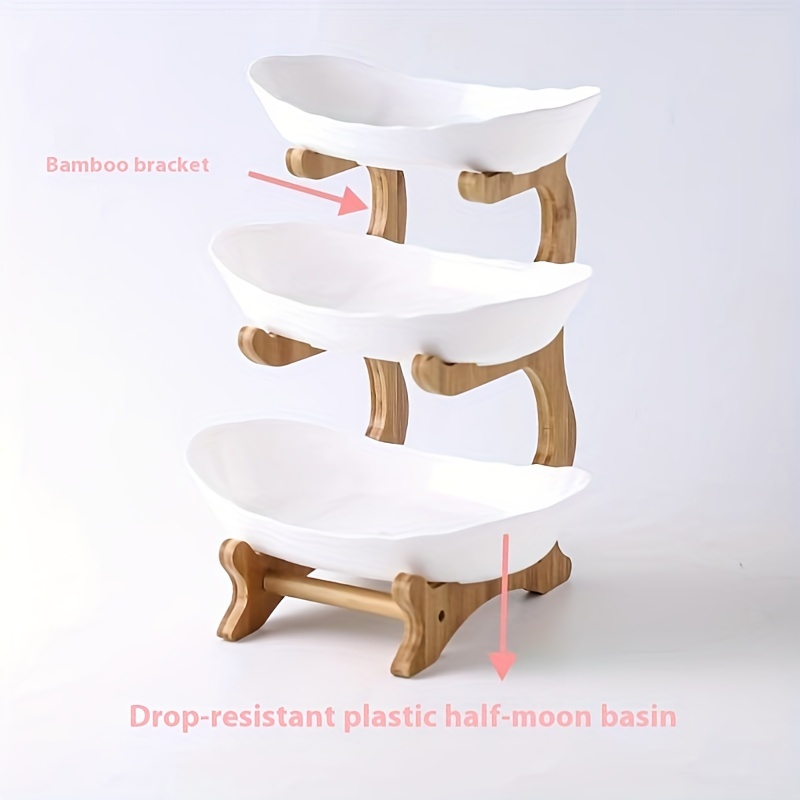 

Elegant 3-tier Bamboo Fruit Stand - Oval European Style Snack & Candy Tray For Home Use Plates For Fruit Disposable Fruit Tray