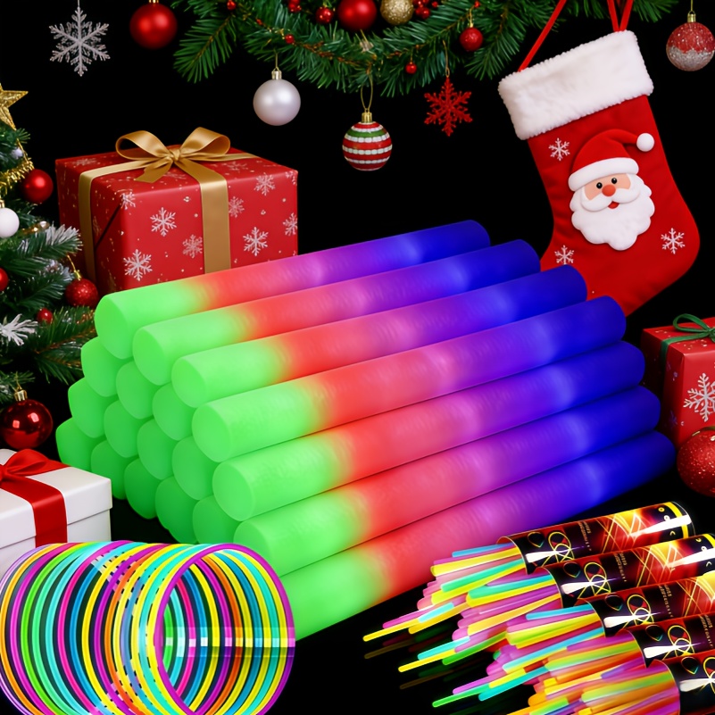TEMU 38pcs Foam Glow Sticks And 99 Fluorescent Sticks, Featuring 4 Flashing . Glow Sticks In The Dark And Are Perfect For Events, Parties, Weddings,