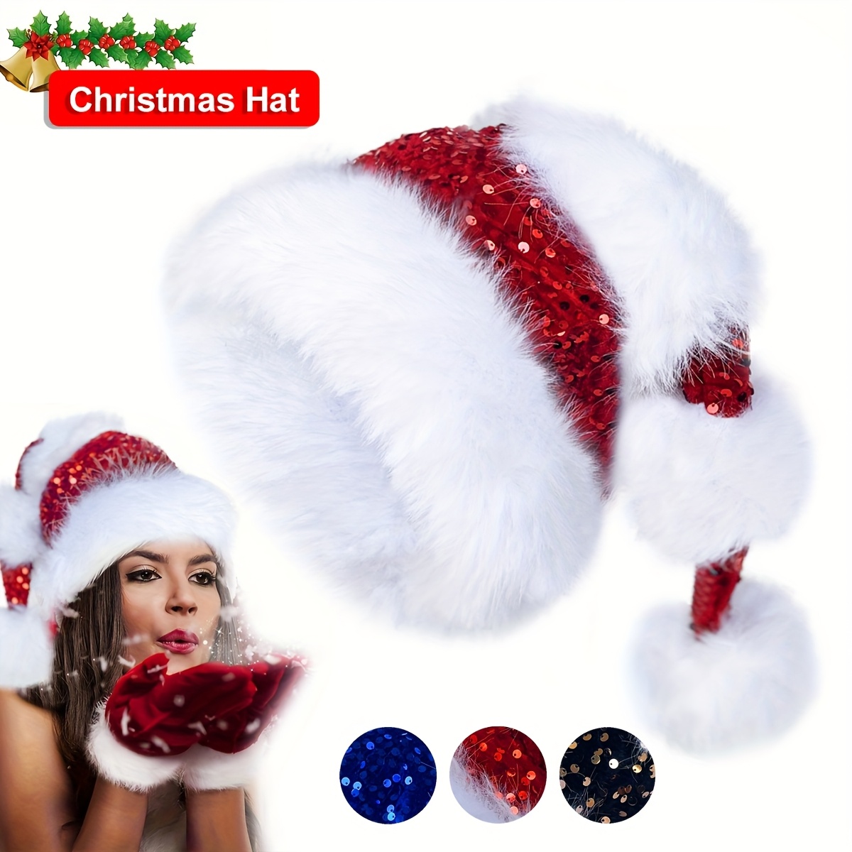 Kerst Sinterklaas Hoed voor Volwassenen - Sprankelende Rood & Witte Imitatiebont Rand