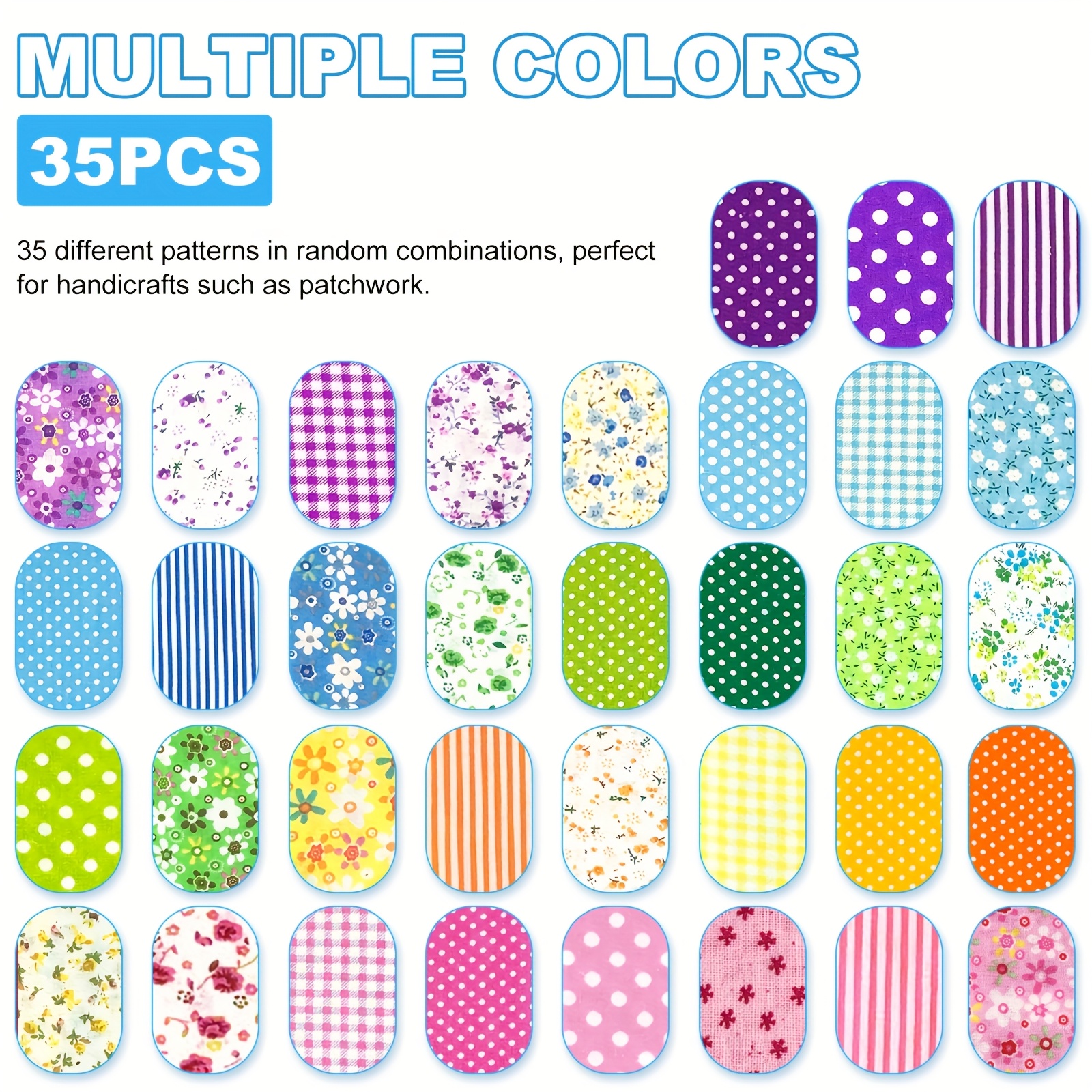 TEMU 35pcs 2.5 * 44 Inches Diy Cotton Soft Breathable Printed Floral Craft Fabric Vibrant Print Quilting Fabr