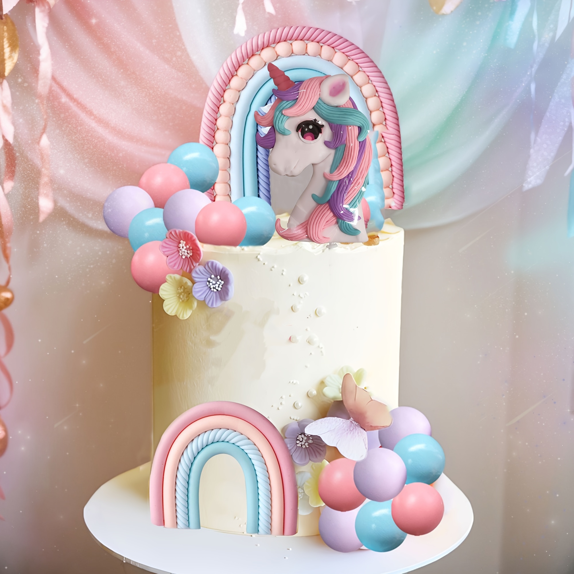 Bomboniere Unicorno Compleanno Decorazione Torta Unicorno | Topper Arcobaleno Per Feste Bambine Topper Compleanno Arcobaleno