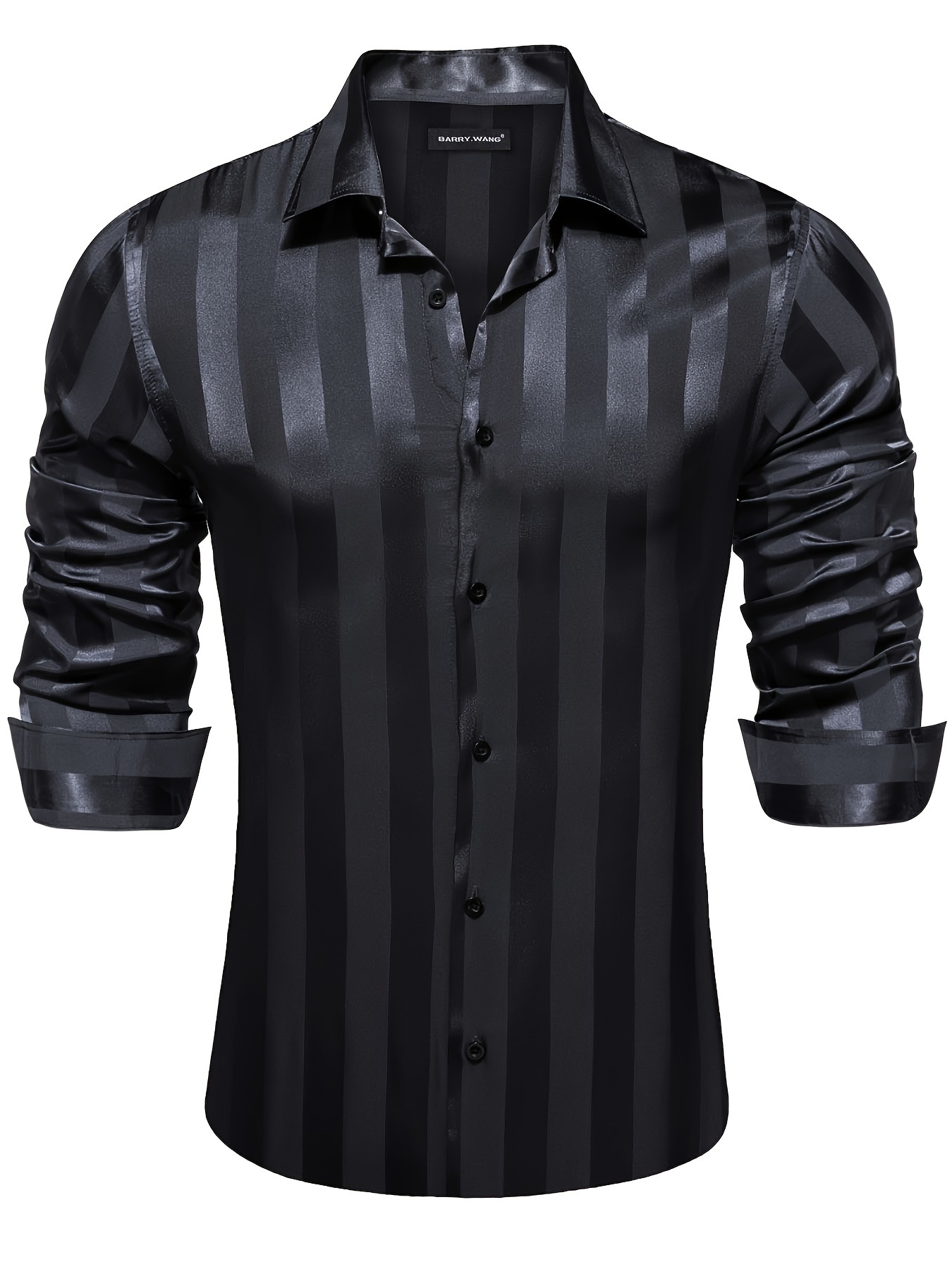 Men's Dress Shirts Striped Long Sleeve - Temu