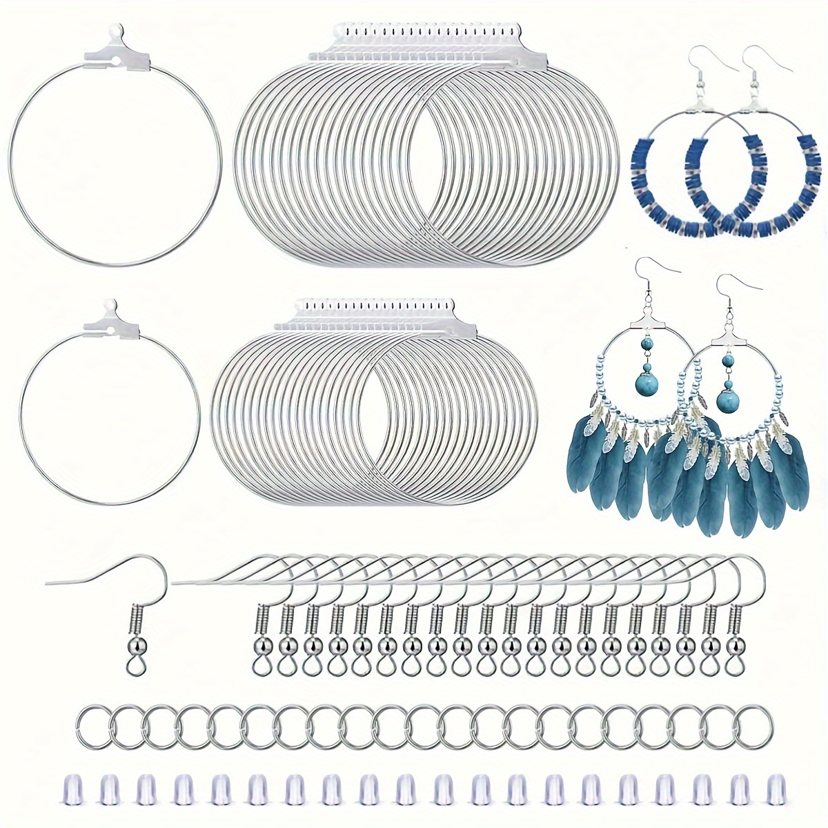 TEMU 80pcs Earring Making Kit, Beaded Hoop Earring Finding, Earring Wire Hoop For Diy Earring Jewelry Craft Supplies