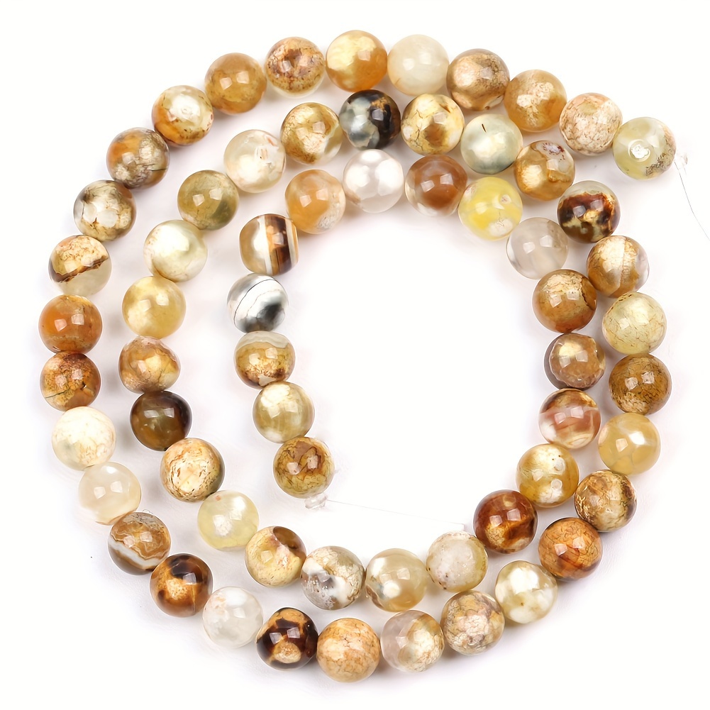 Image of 6/8/10mm Natural Agate Stone Beads Round Loose Beads For Jewelry Making Necklace Bracelet Earring Additions