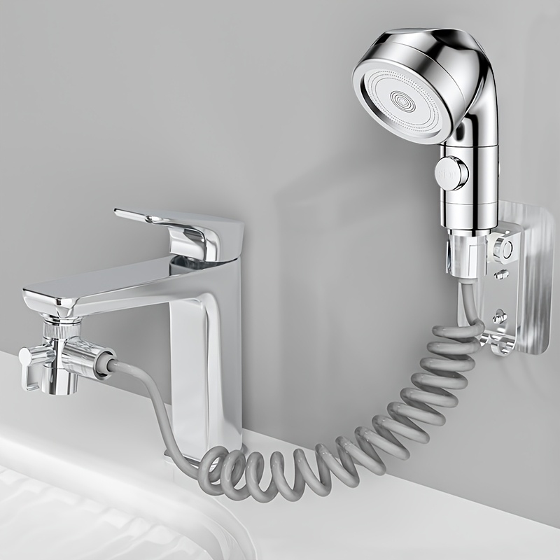 E-shop 1 Stück Wasserhahnverlängerung mit Ausziehbarem Sprühkopf – Teleskop-Dusche, Badezimmer-Wasserhahn-Verlängerer mit Flexibler Schlauch,