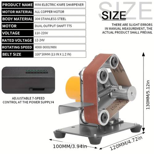 mini belt sander electric bench grinder sanding machine 7 adjustable speed grinder polisher knife sharpener for diy woodworking metal working knife making jewelry making