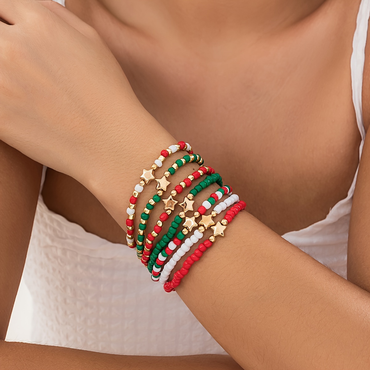 

7pcs Christmas Bracelet Set - & , For Parties & , Accents, No Included