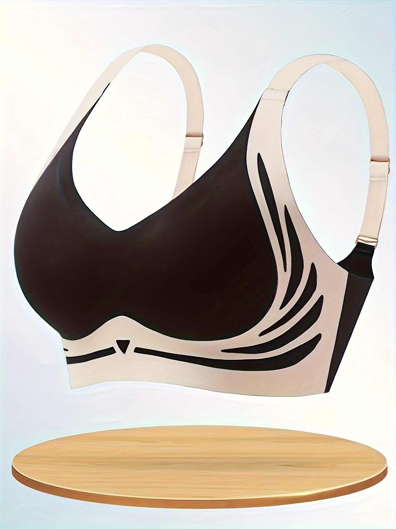 1pc Color Block Wireless Bra, Sexy Comfy Push Up Bra, Women's Lingerie & Underwear