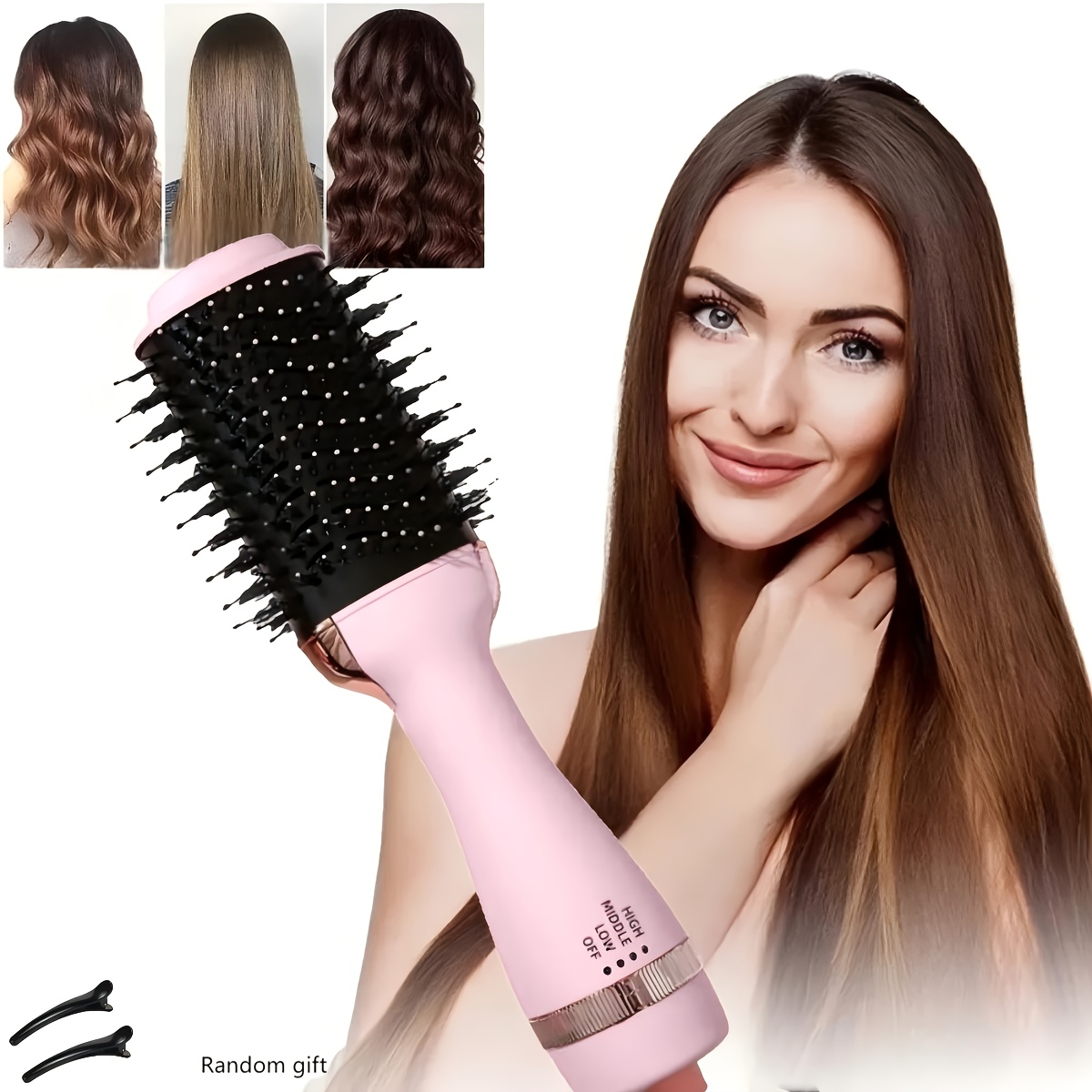 in hot air brush hair dryer wet dry curling comb lazy Temu