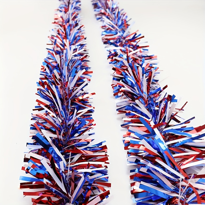 

2-pack Patriotic Metallic Garland, 2 Meters , Wire For , 4th Decor, No Feathers, Plastic & Metal Material, No Electricity Needed