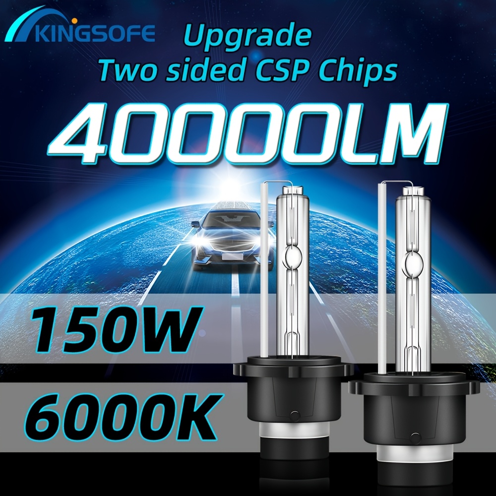 

2pcs Kingsofe D2s/d2r Xenon Headlight Bulbs, 6000k Beam Led Lights, 40000lm , 150w, 12-24v, Aluminum, With 50000hrs , For Motor Vehicles, Without Battery