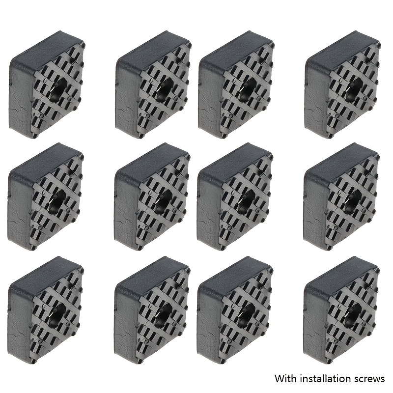 E-shop 4/12 Stück 1,18 Zoll/30 mm Gummi Möbelbeine mit Schrauben, Schwarze Quadratische Anti-Rutsch Möbelbeine, Robuste Sofabeine Schutz für Stuhl,