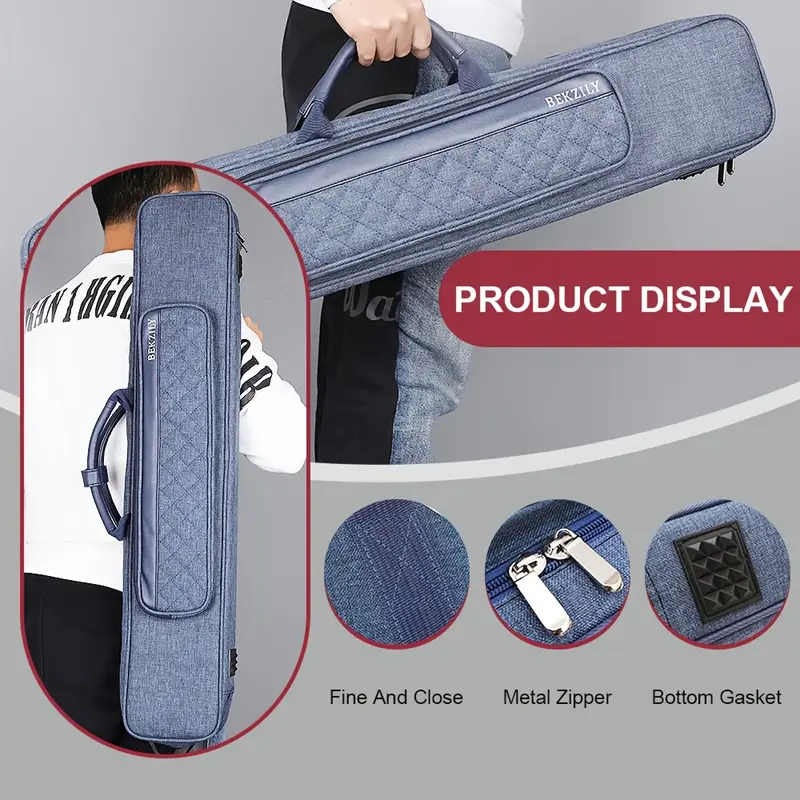BEKZILY Pool-Queue-Tasche – Oxford-Gewebe, 82,8 Cm, Für 3 Butts & 4 Schäfte, Mit Außentasche, Schultergurt & Tragegriff