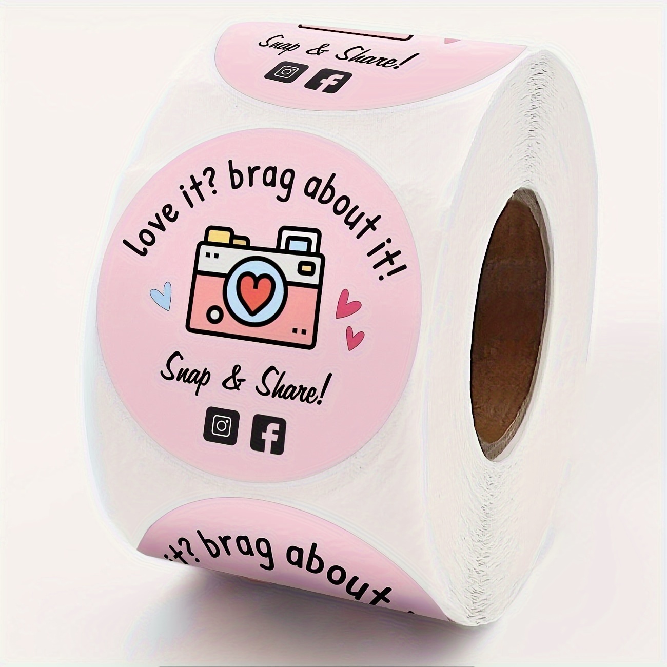 

500pcs/roll, Cute Pink Retro Camera Design Stickers, Snap & Share Thank You Stickers, Online Retailers Mail Envelopes Packaging Stickers Labels Shipping Stickers For Small Business