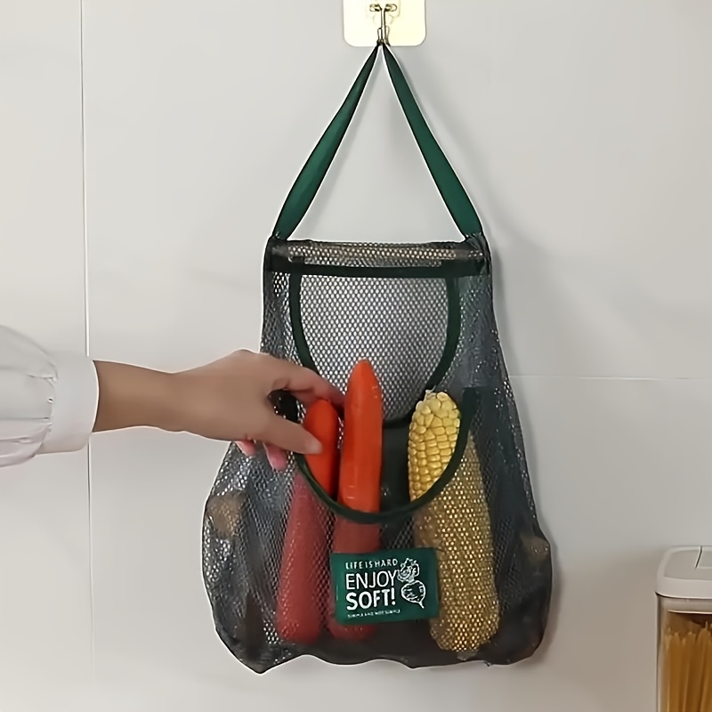 1pc Bolsa de Malla Multifuncional para Almacenamiento de Cocina - Organizador de Pared para Frutas, Verduras, Jengibre y Ajo | Accesorios Esenciales para el Hogar