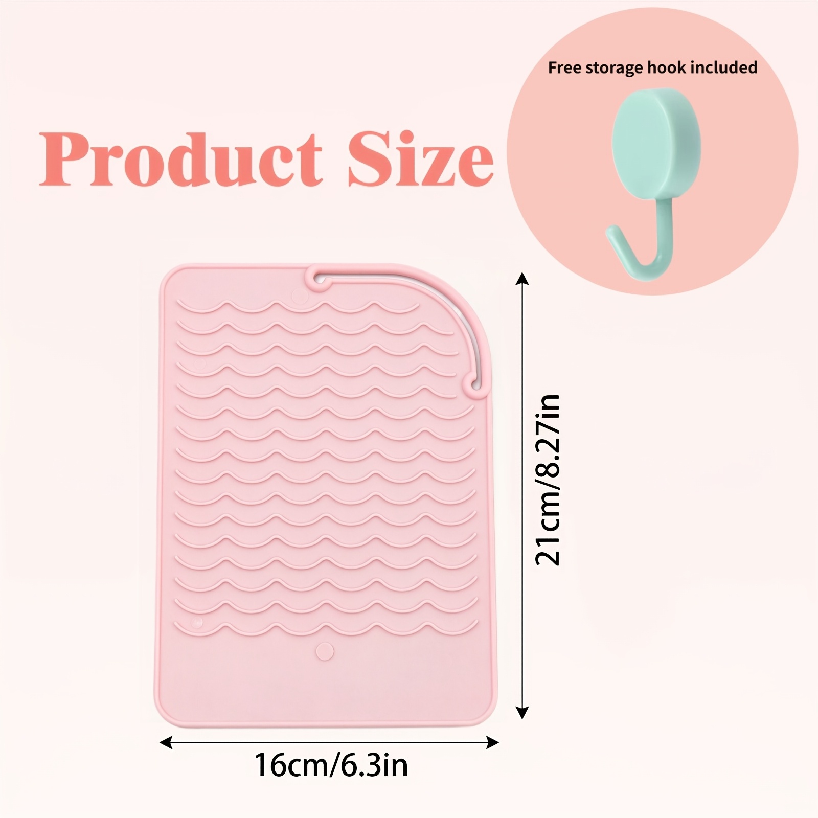 TEMU 2pcs Set Includes 1 Heat-resistant Mat And 1 Hook: -resistant Mat + Macaron Hook. Suitable For Curling Irons And Straighteners. Durable And Easy