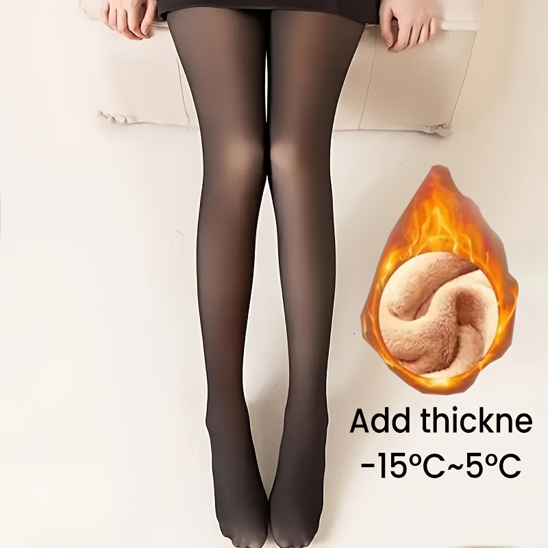 

Fake Transparent Tights, Warm Slim Fit Footed Pantyhose For Autumn & Winter, Women's Stockings & Hosiery