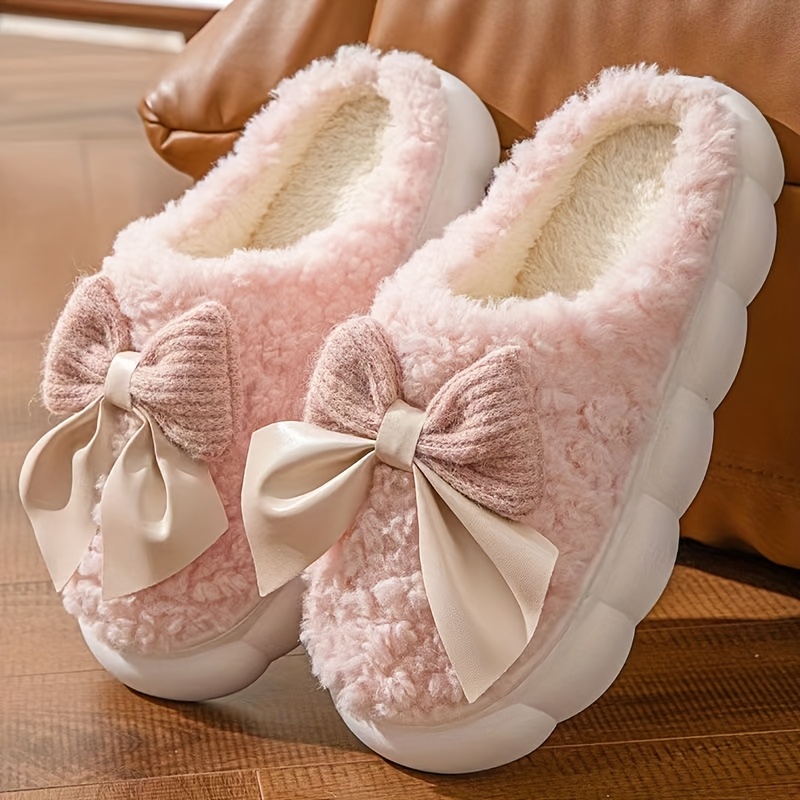 Image of Plush Slippers For Autumn Winter - Suitable For Indoor Outdoor Wear, Anti-slip Thickened Soles, Design, For, And As Couple Pairs, Women Shoes