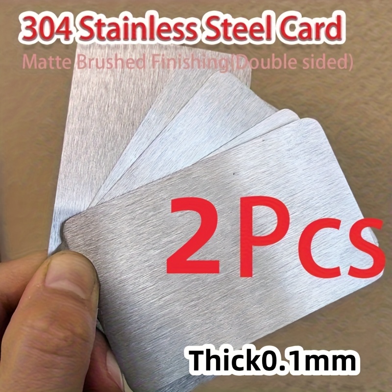 Image of 2/5pcs Of Stainless Steel Business Cards, 304 Thick Stainless Steel Metal, Rough, Customer Cards, Laser Engraving, Gift Cards, Blank Steel Card Labels For