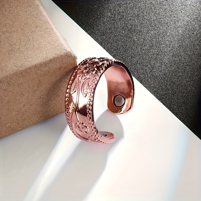 Copper Floral Ring w/ December Birthstone