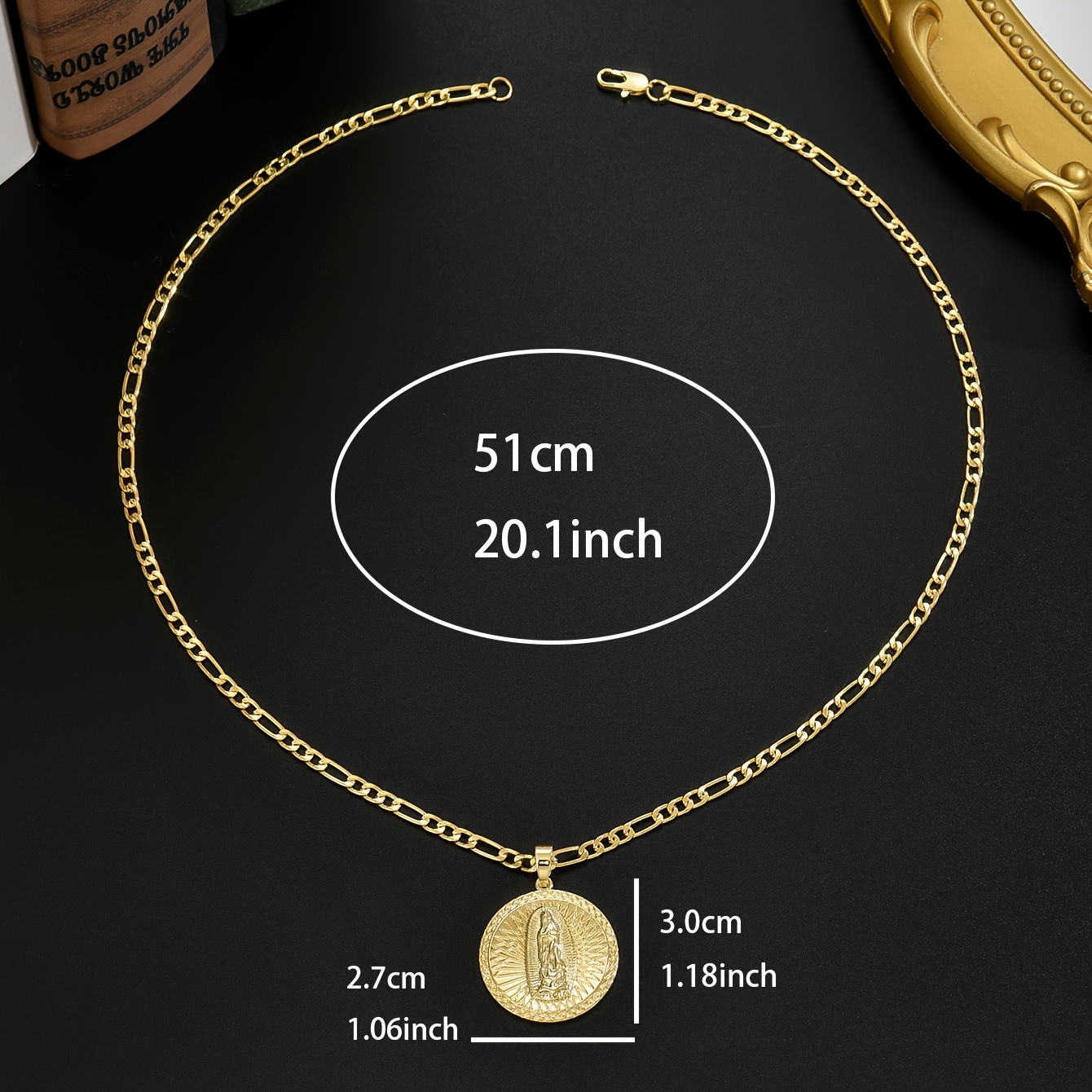 TEMU 1pc Men's Mary Necklace - Plated Retro Religious Pendant Suitable For Church Worship, Easter Gifts, Mardi Gras & Day, Christian Talisman Jewelry